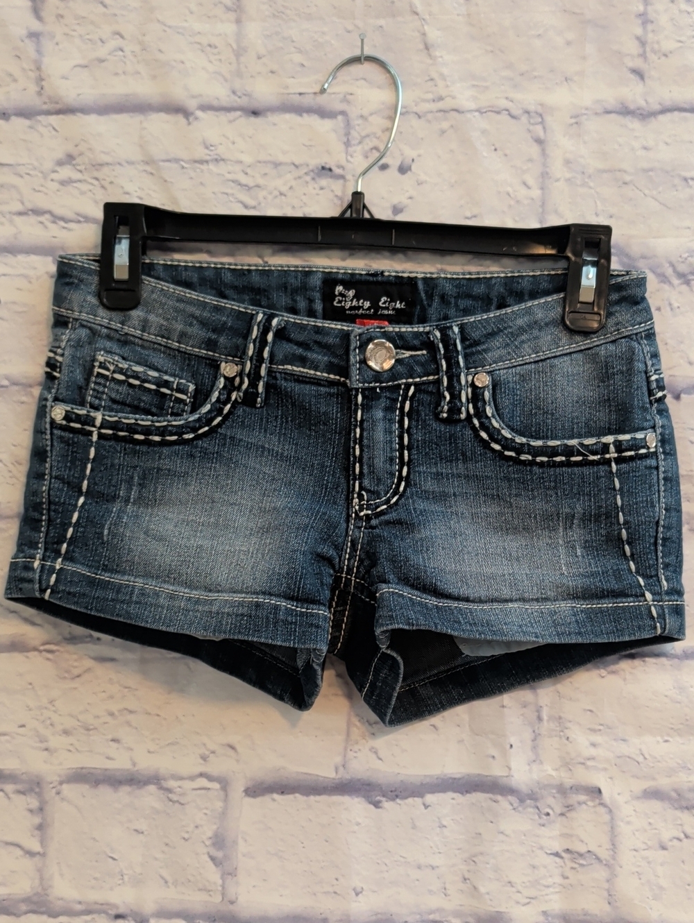 Eighty Eight Denim Low-rise Dark Blue Shorty Shorts - Size 1